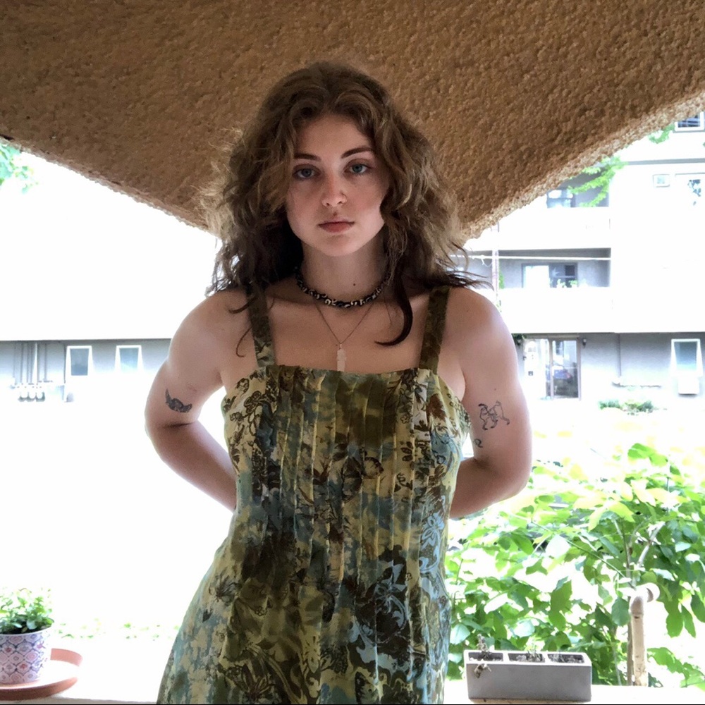 y2k long green dress!!!